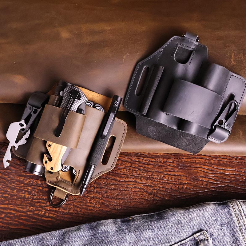 Leatherwork Knife Sheath - Marsupio tattico in vera pelle, marsupio