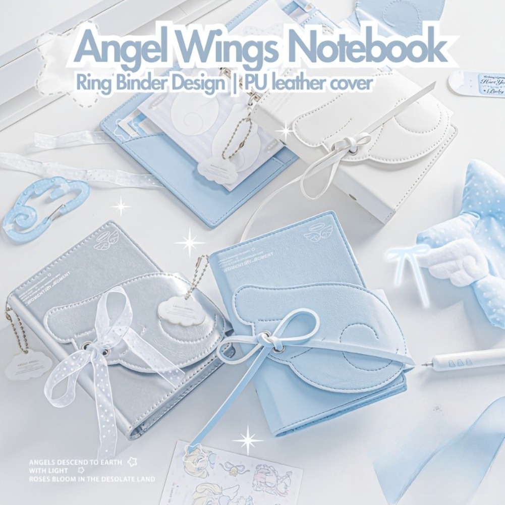 Leather Work Notebook - Quaderno Kawaii con Ali d'Angelo A7